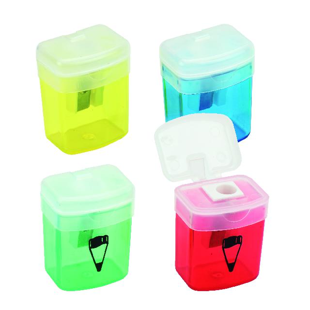 Точилка пласт.; (з проз. конт.); кол. асорті; прямокут.; арт. KL1102; KLERK