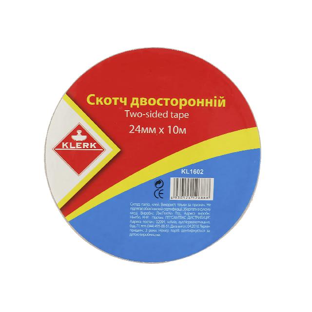Стрічка клейка двостороння; 24мм*10м; арт. KL1602; KLERK
