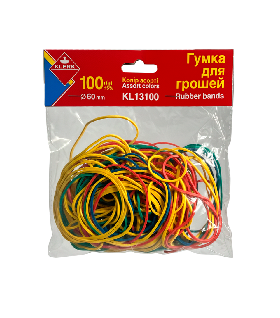 Гумки для грошей; 100г, d=60мм; колір асорті; арт. KL13100; KLERK