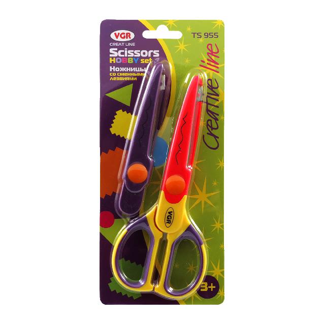 Ножиці фігурні у наборі; (для творчості); 2 змінні фігур.насадки; блістер-упак.; арт. TS955; VGR