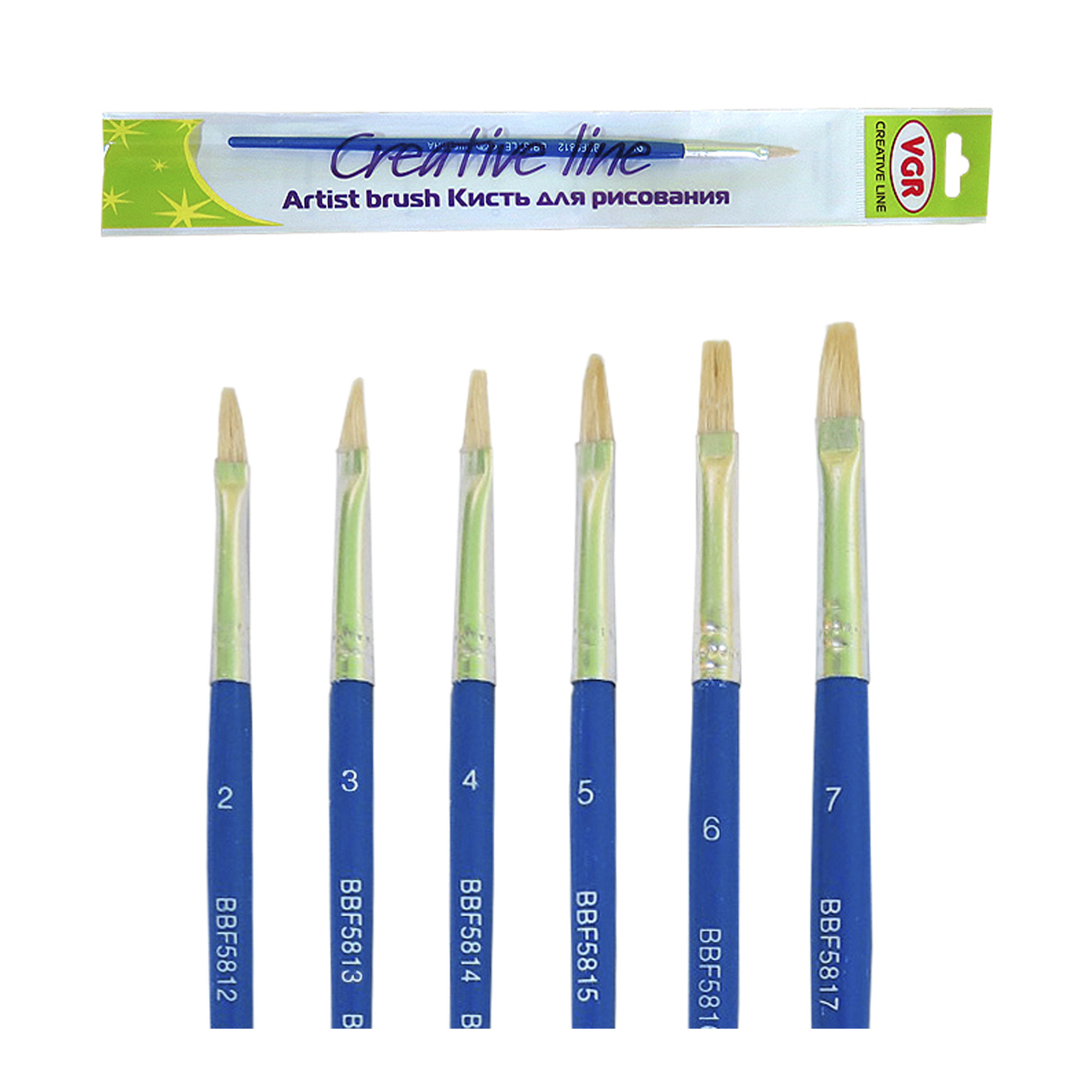 Пензлик щетина плаский; №3; інд.упак+європідв.; арт. BBF-5813; VGR