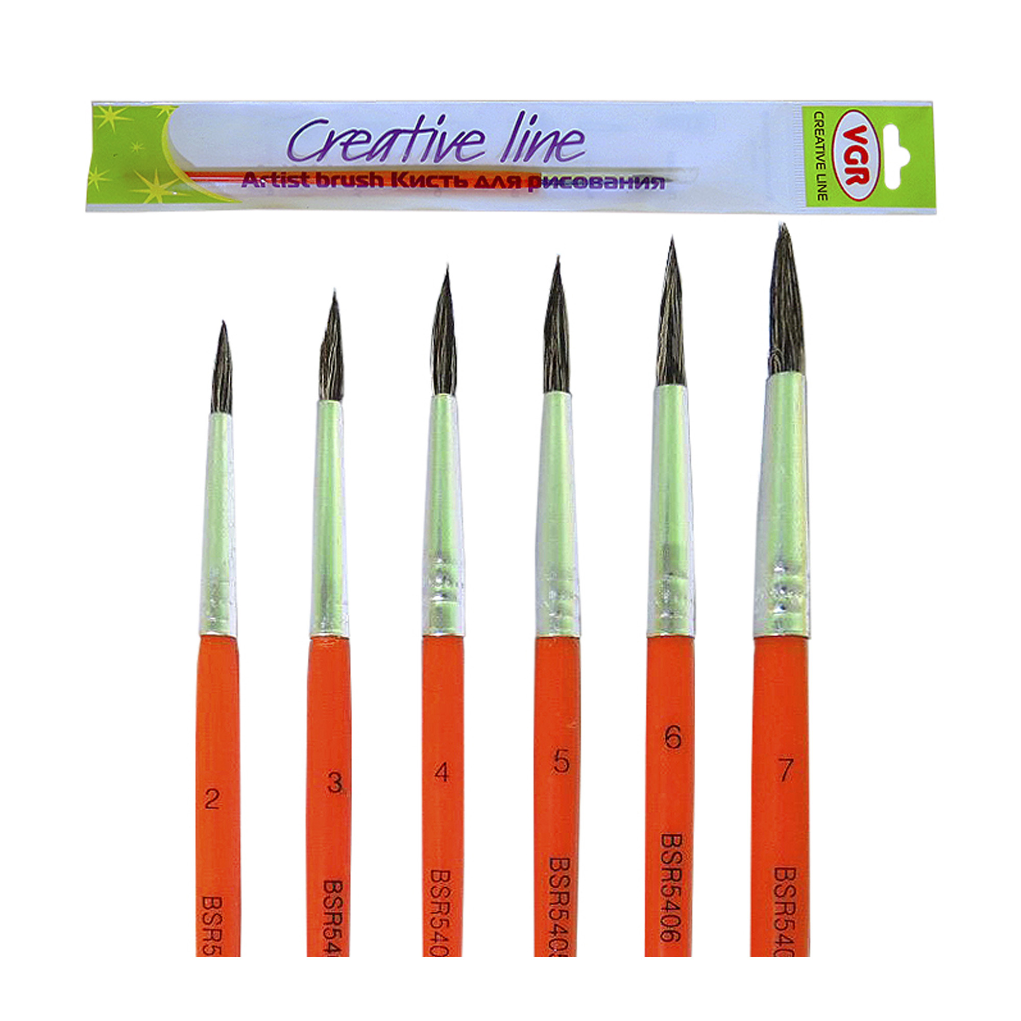 Пензлик білка круглий; №6; інд.упак+європідв.; арт. BSR-5406; VGR