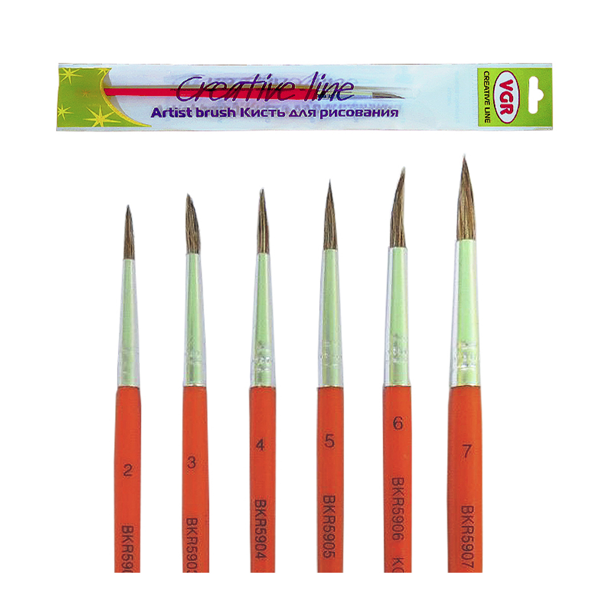 Пензлик колонок круглий; №5; інд.упак+європідв.; арт. BKR-5905; VGR