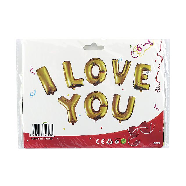 Кульки повітряні у наборі; "I love you"; фольга; кол.золото/срібло; арт. 0168; ANGEL GIFTS
