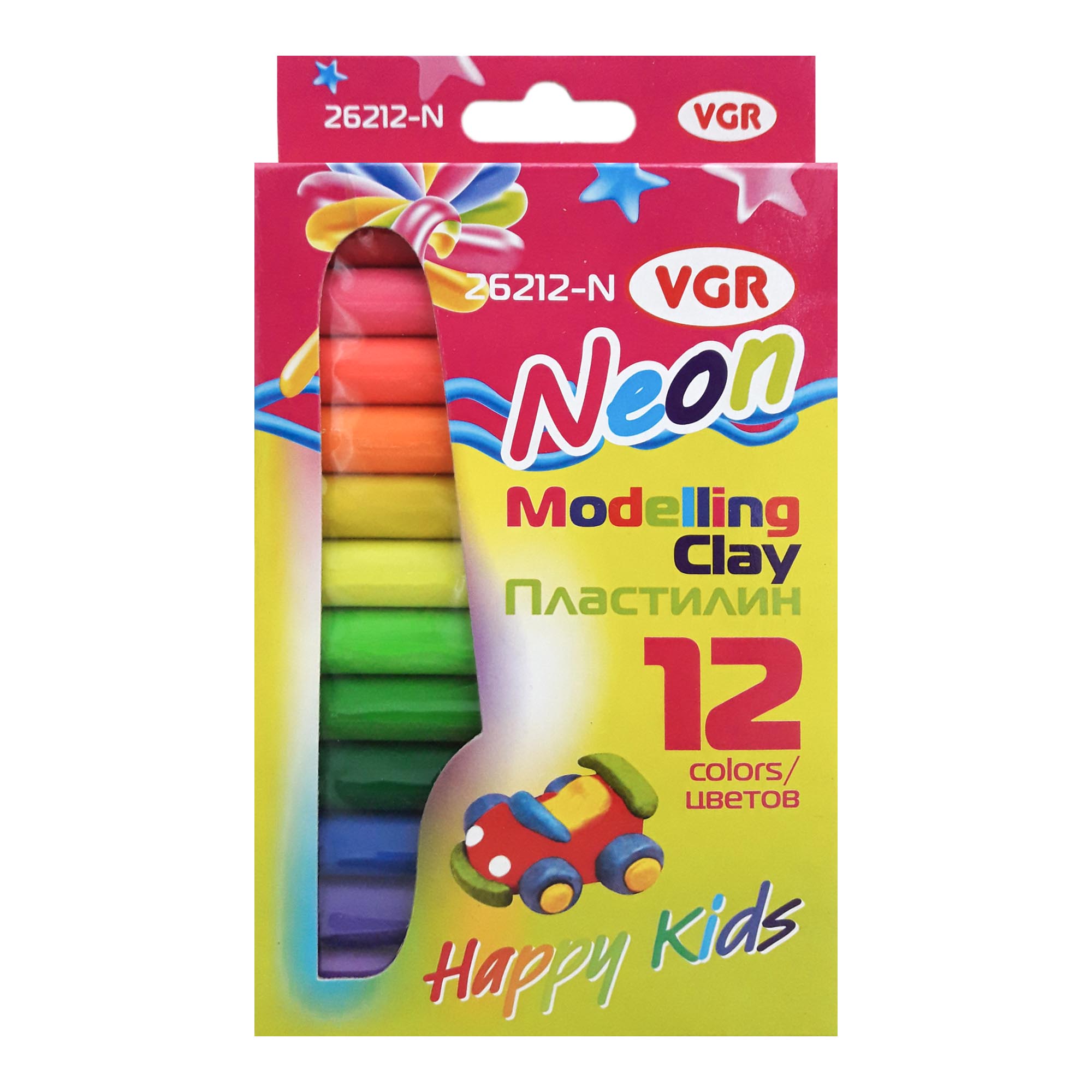 Пластилін; (12кол./200г у наб.); кол. неон асорті; карт.упак. з європідв.; арт. 26212-N; VGR