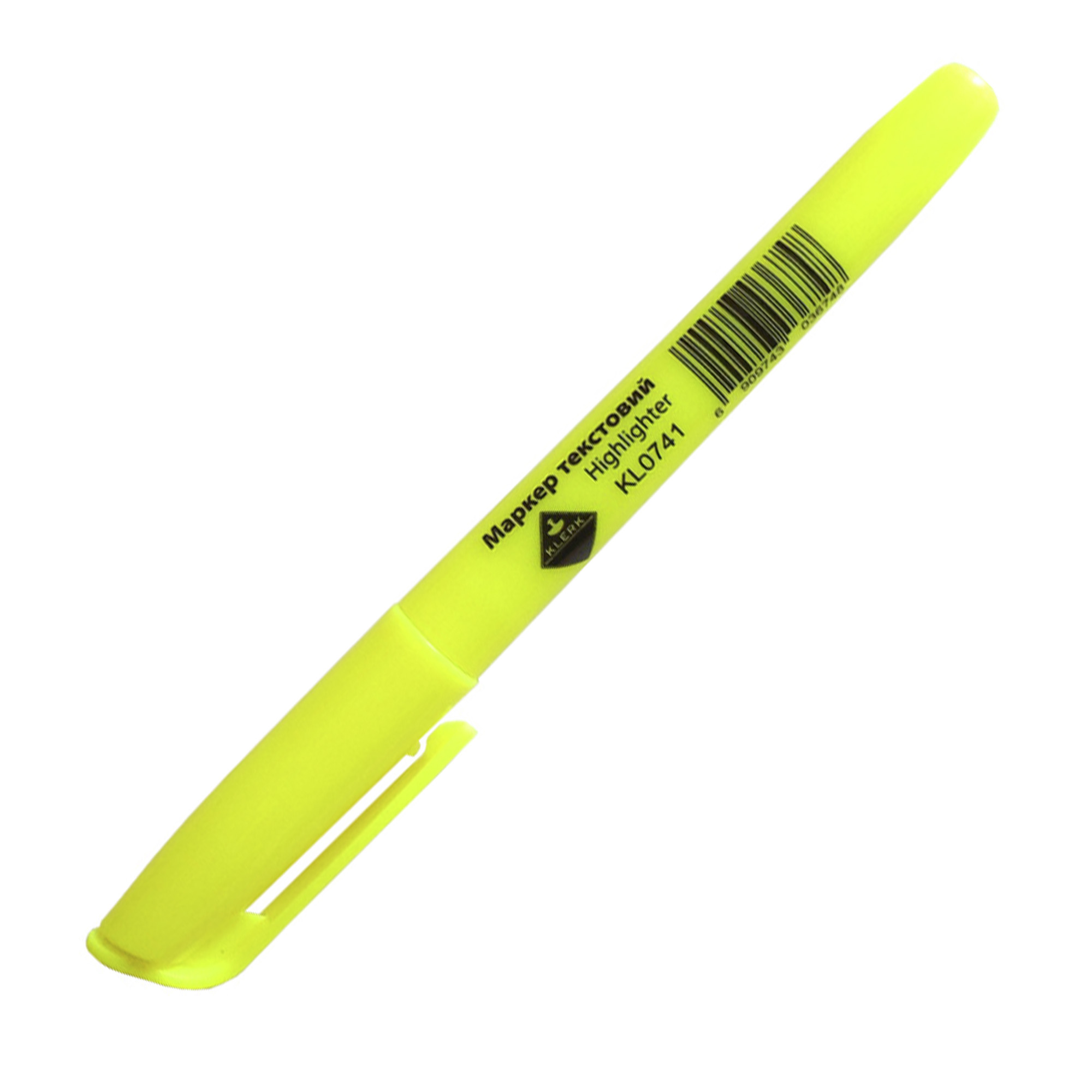 Маркер текст. тонкий; кол. неон жовт.; товщ.лінії 2-4мм, клінопод.; арт. KL0741; KLERK