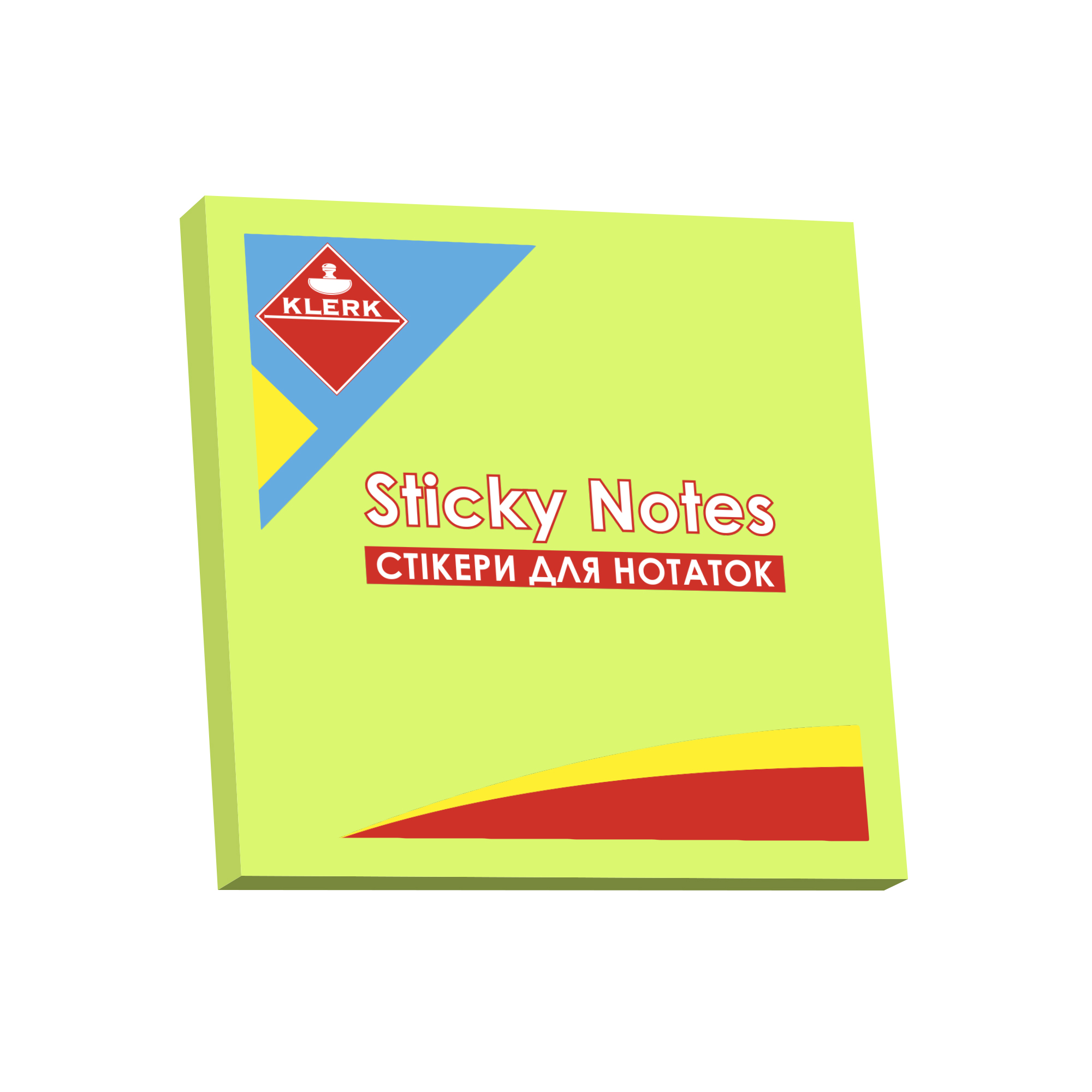 Папір клейкий; 76*76мм; 100арк.; кол. неон зел.; арт. KL21506; KLERK