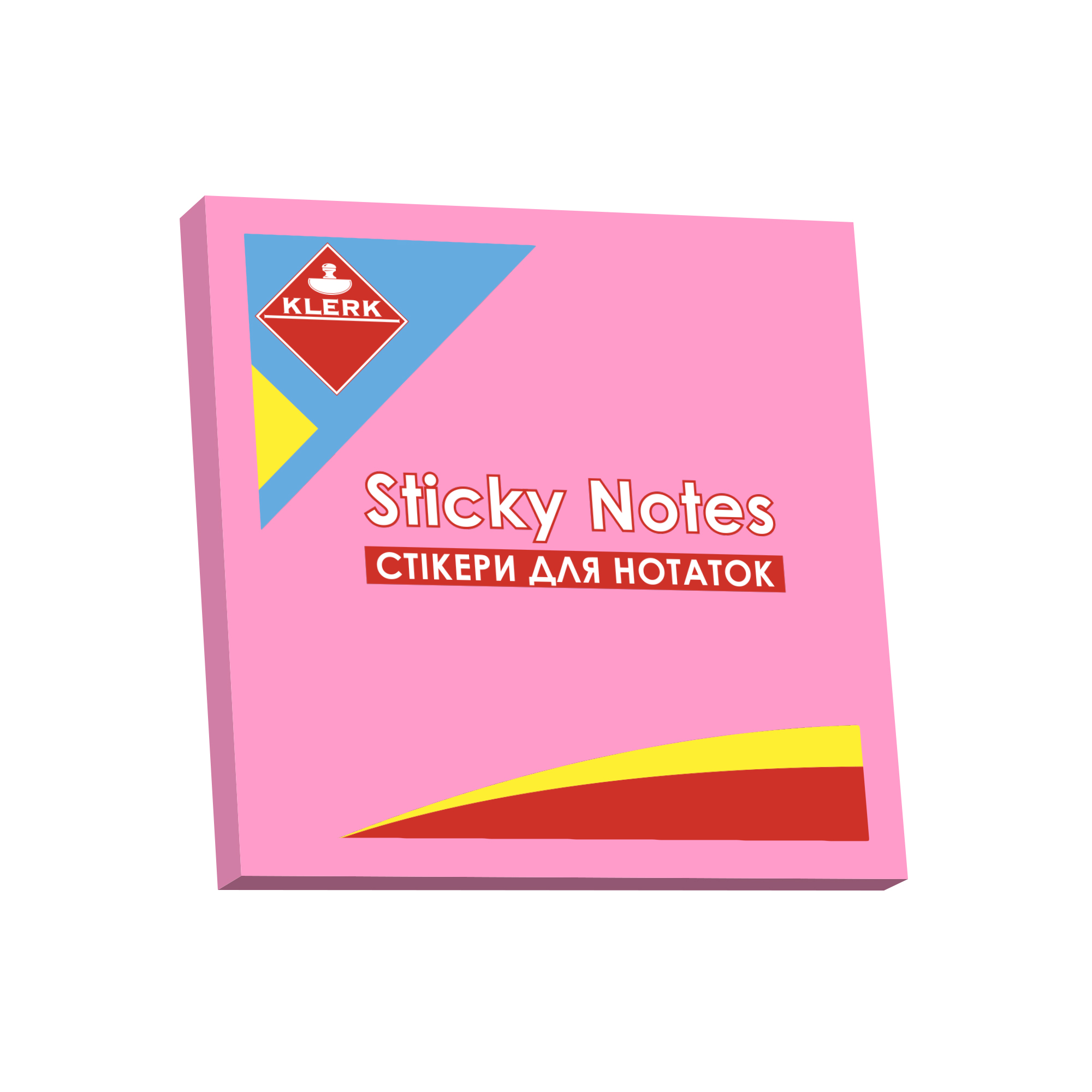 Папір клейкий; 76*76мм; 100арк.; кол. неон малиновий; арт. KL21508; KLERK