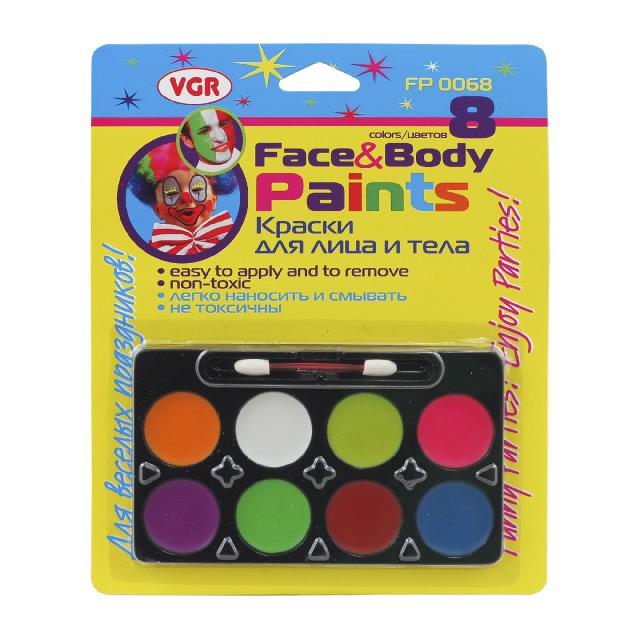 Фарби для обличчя,"Неон" 8кол., пензлик у компл., арт. FP0068, VGR