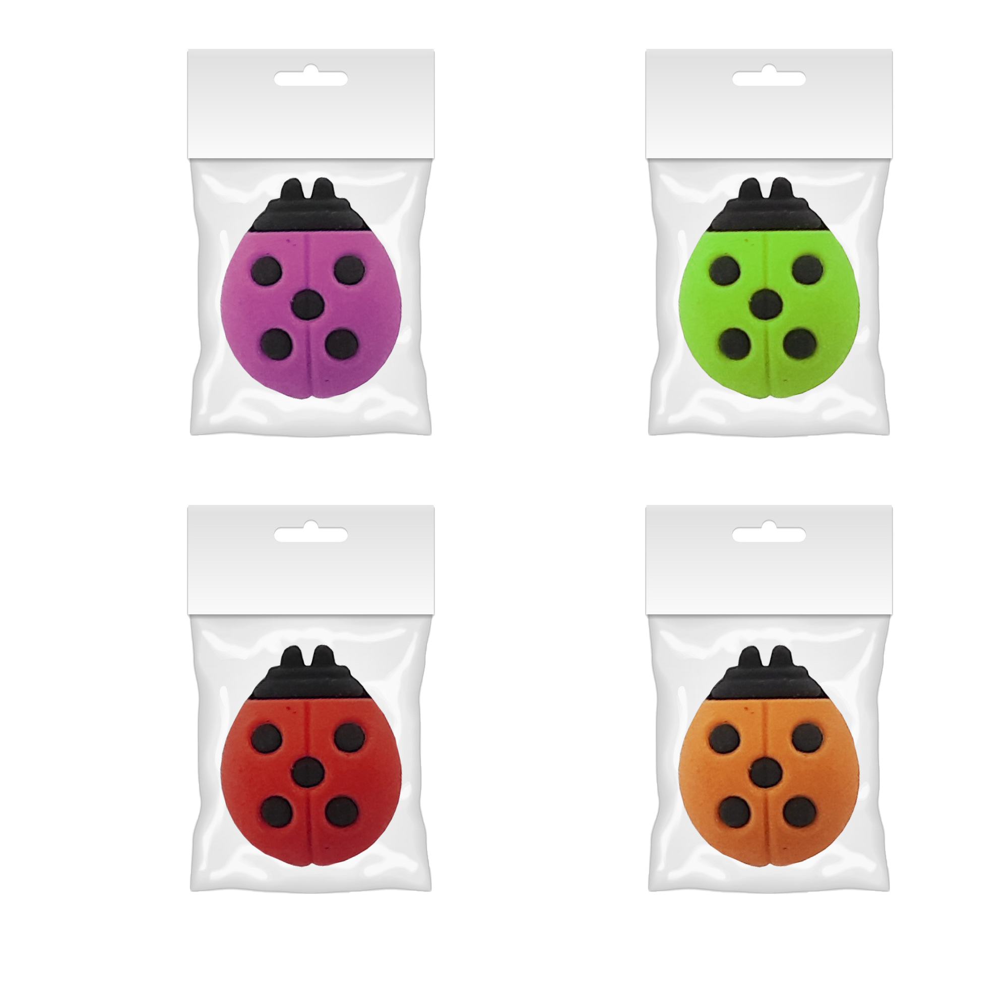 Гумка для витирання; 25*15 мм "Божа корівка" кол. асорті; з європідвісом; арт.VR22262 VGR