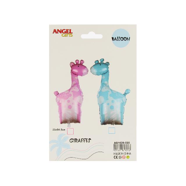 Кулька повітряна 23*54,5 "Жирафа";  фольга; кол. асорті; арт. AG1626-020; ANGEL GIFTS