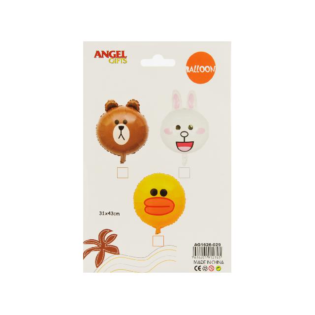 Кулька повітряна 31*43 см. "Звірі";  фольга; кол. асорті; арт. AG1626-029; ANGEL GIFTS