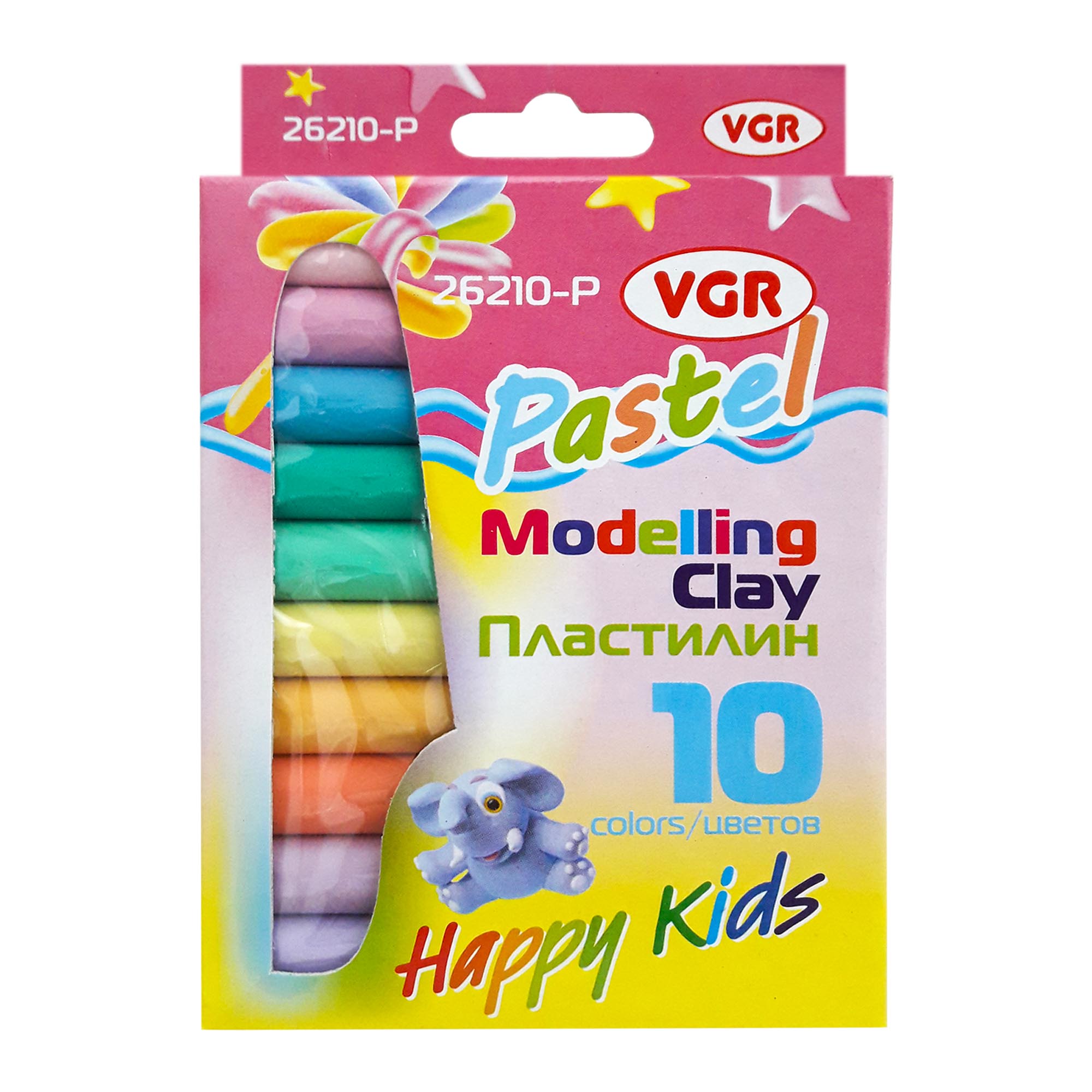 Пластилін; (10 кол./170г у наб.); кол. пастель асорті; карт.упак. з європідв.; арт. 26210-P; VGR