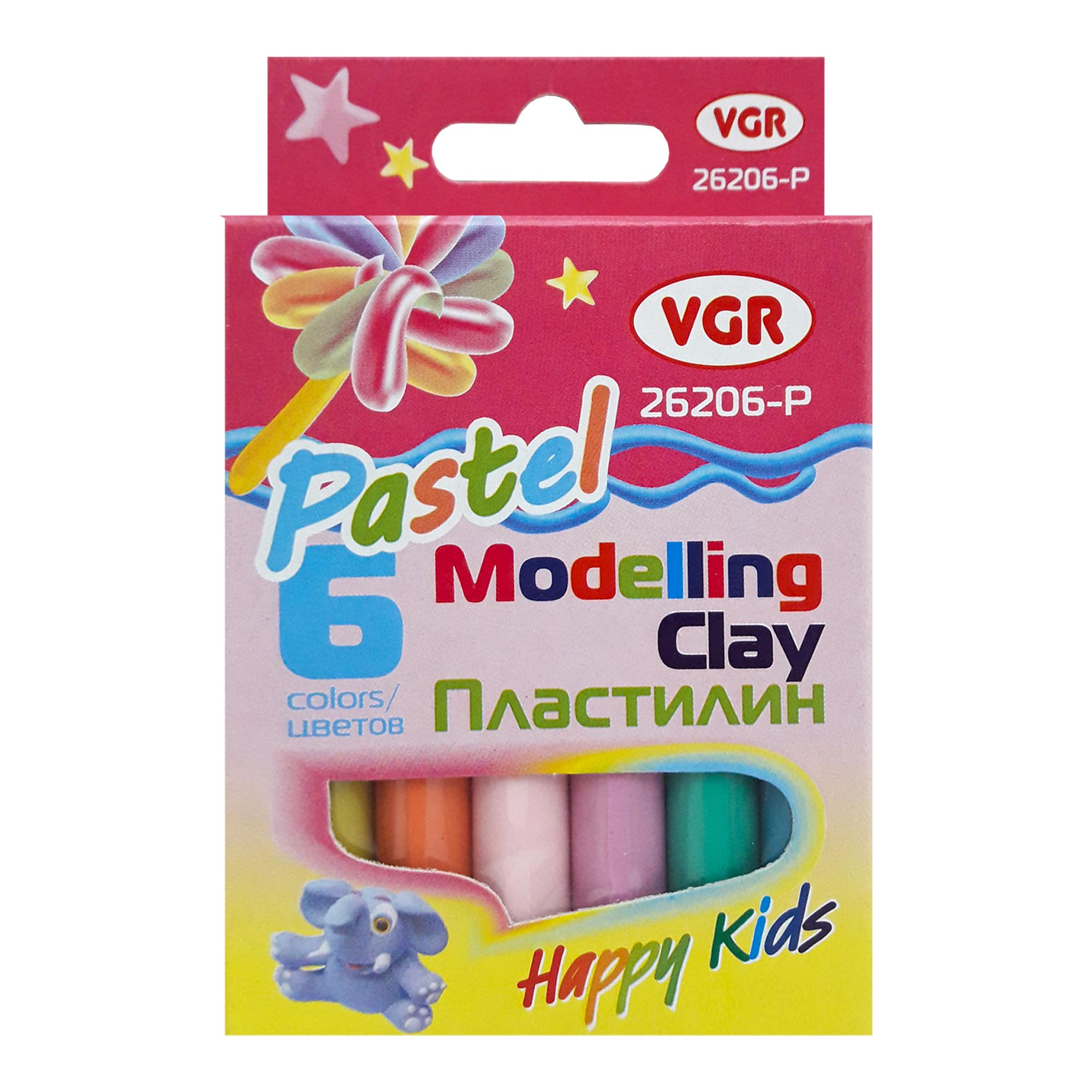 Пластилін; (6кол./100г у наб.); кол. пастель асорті; карт.упак. з європідв.; арт. 26206-P; VGR