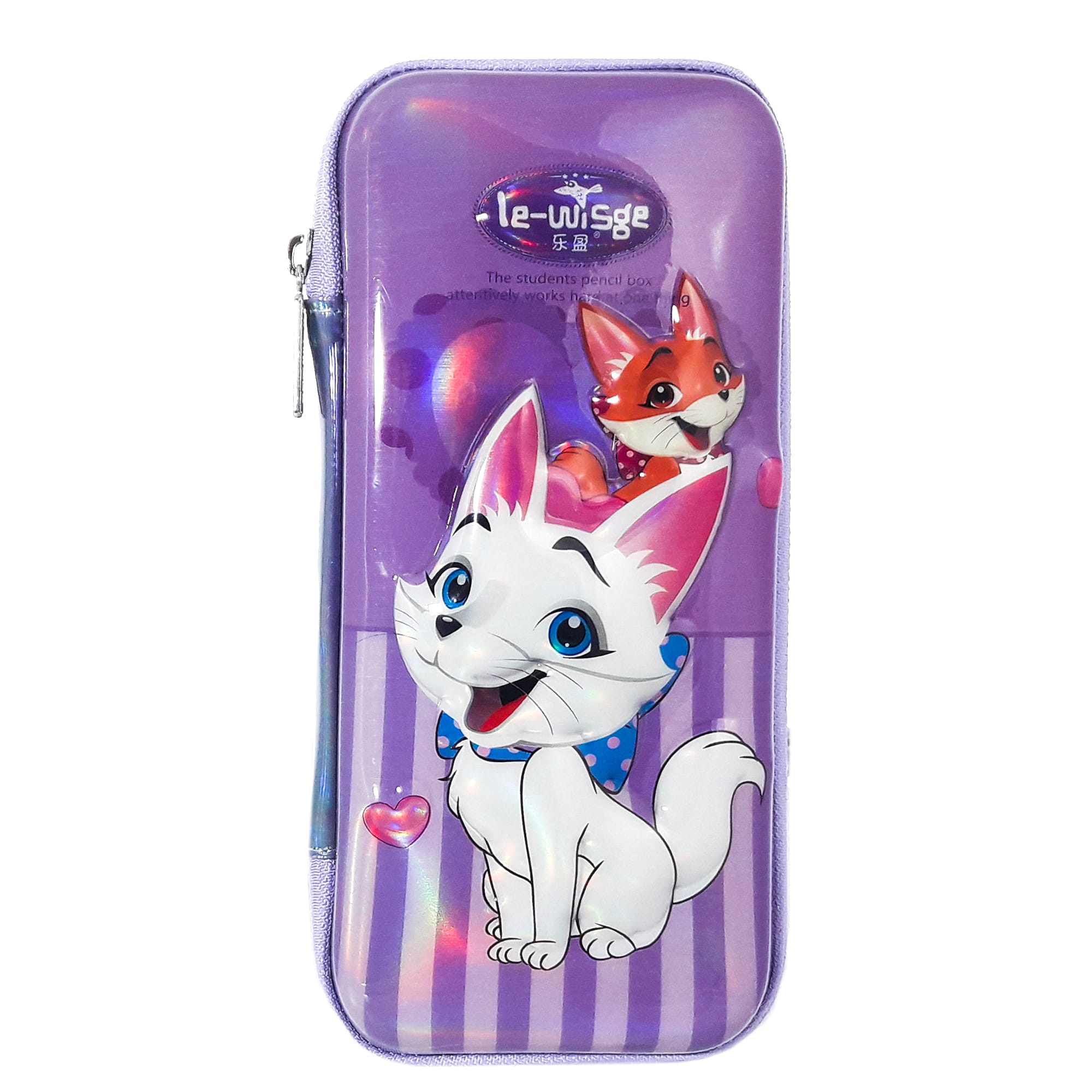 Пенал каркасний 3D; 22*9,5*4 см. ; "Лисеня" кол. бузковий; арт. VR23122; Le-WiSge