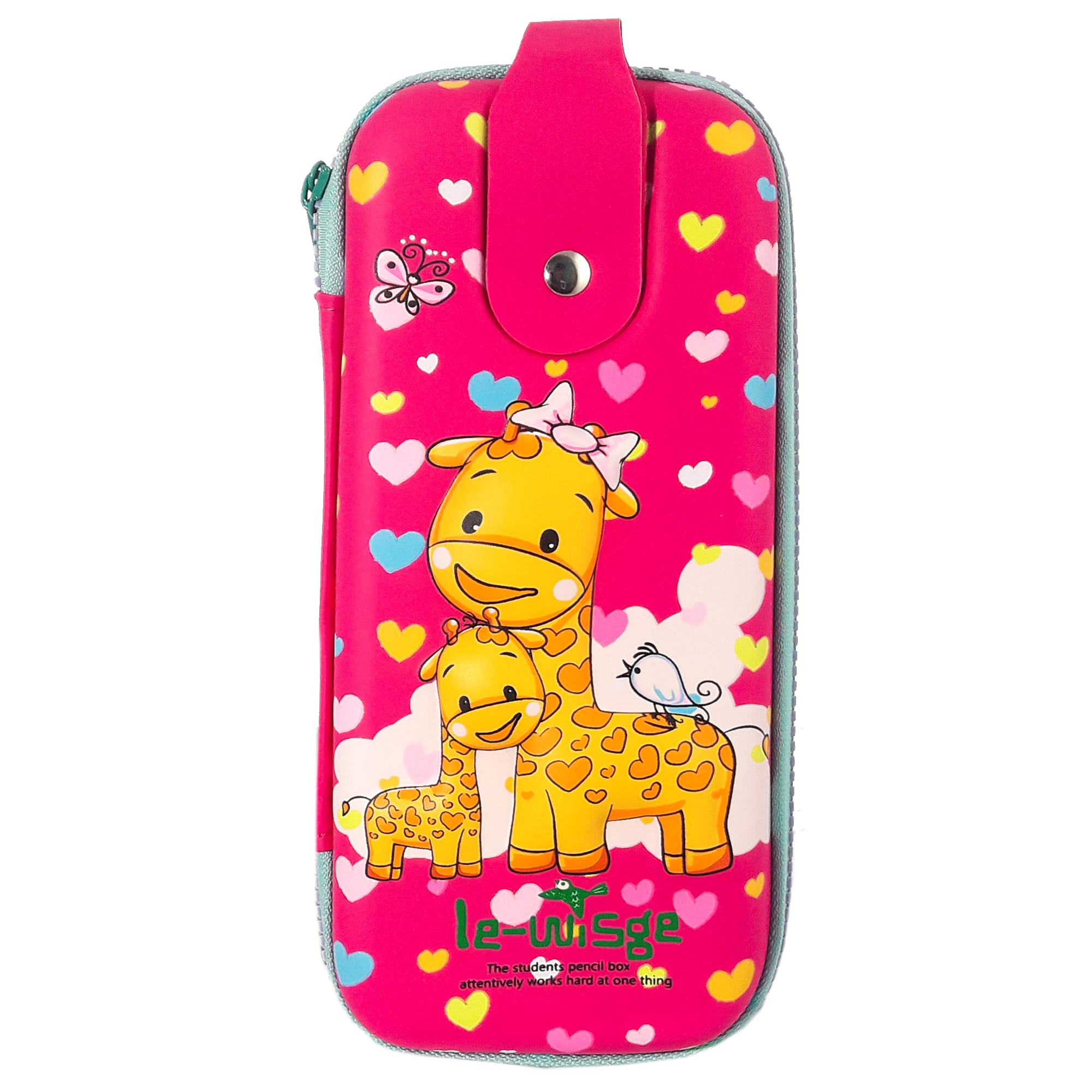 Пенал каркасний 3D; 22*9,5*4 см. ; "Жираф" кол. малиновий; арт. VR23134; Le-WiSge