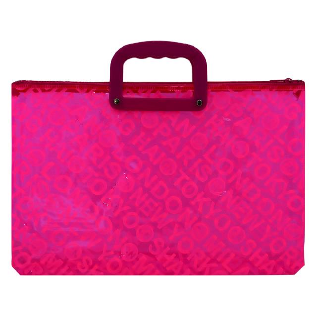 Портфель на блискавці; 28*39см; пластик.; кол. рожевий; арт. VR22403