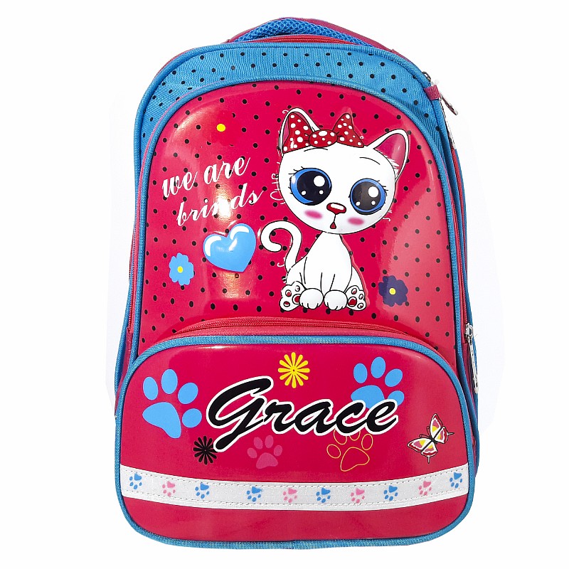 Рюкзак 35,5*26*19 см "Кіт" рожевий з блакитним; поліестер; арт. VR24221_рожевий з блакитним; VGR