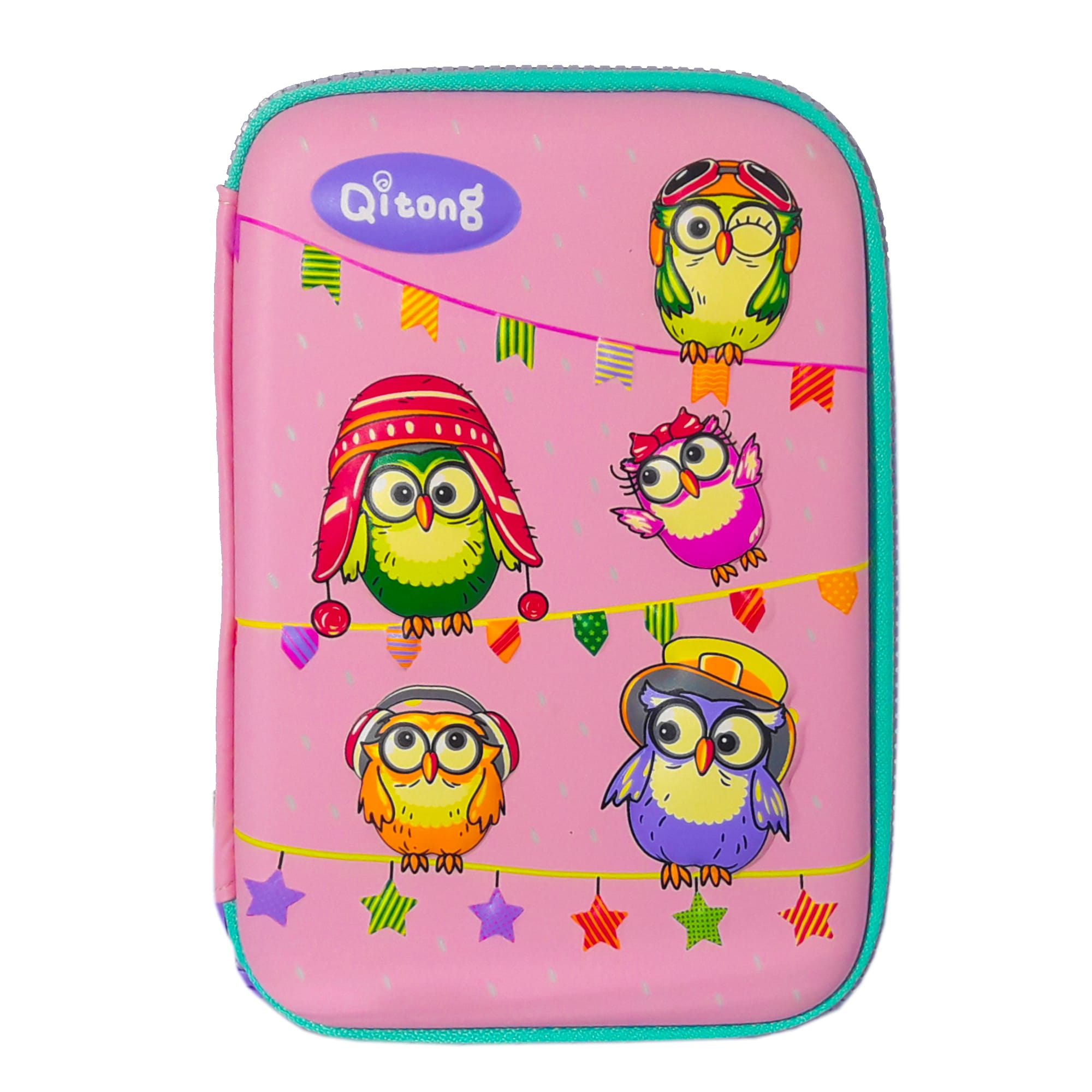 Пенал каркасний 3D; 22*13.5*4 см. ; "Сови" кол. рожевий; арт. VR23113_1; Qitong
