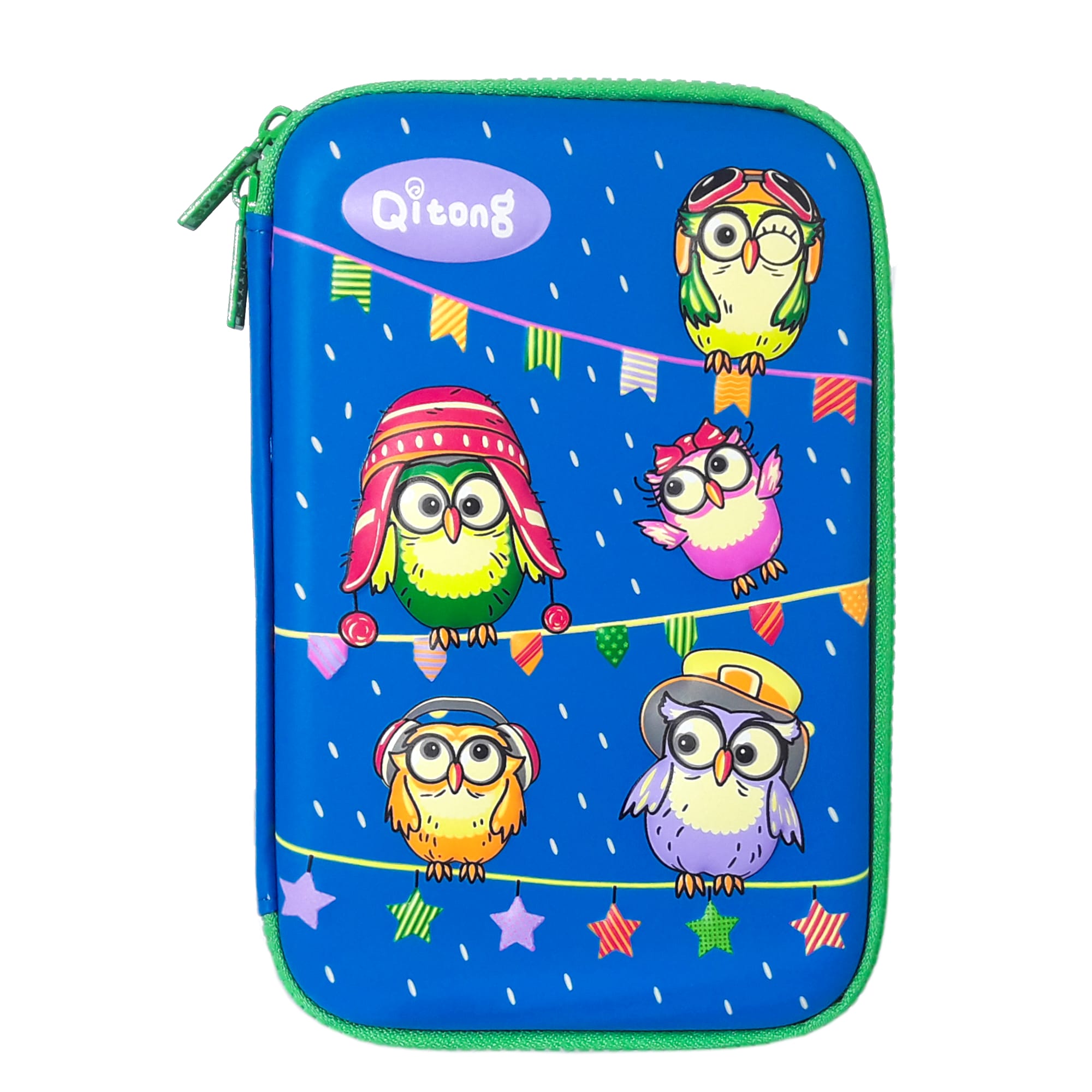 Пенал каркасний 3D; 22*13.5*4 см. ; "Сови" кол. блакитний; арт. VR23113_2; Qitong
