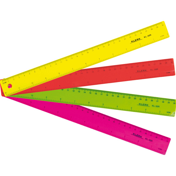 Лінійка пласт.; 30см; кольор.; арт. KL30R; KLERK