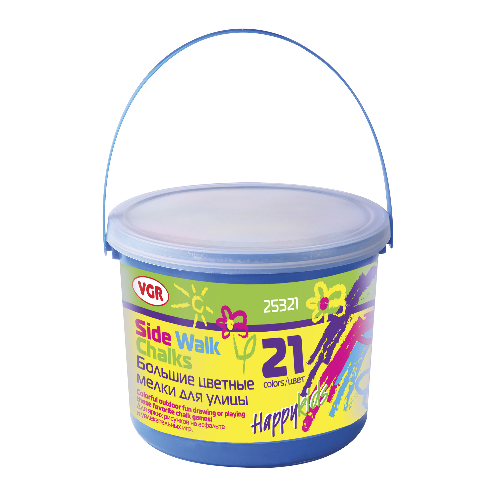 Крейда кольор.; (20шт у наб.); L=10см, d=2.5см; пласт.відерце з криш.; арт. 25321; VGR