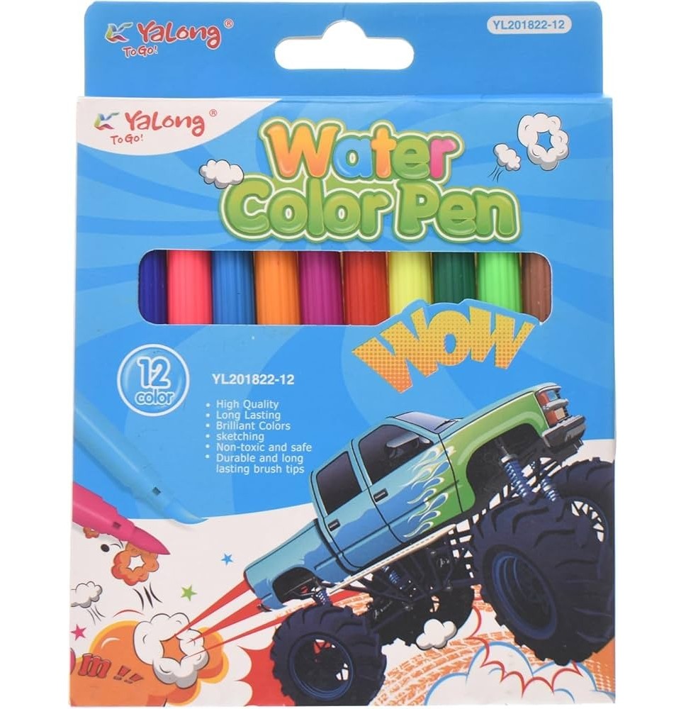 Фломастери "Water СolorPen"; (12 кол. у наб.); карт. упак.; арт. YL201822-12; Yalong