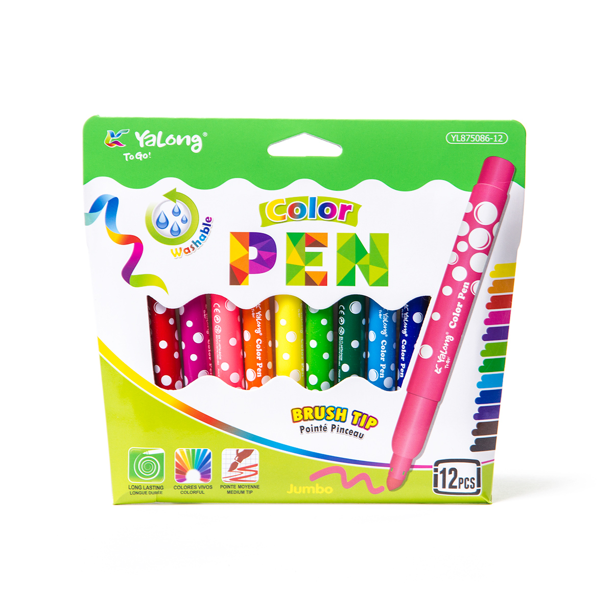 Фломастери Jumbo; (12 кол. у наб.) товст.корп.; карт. упак.; арт. YL875086-12; Yalong