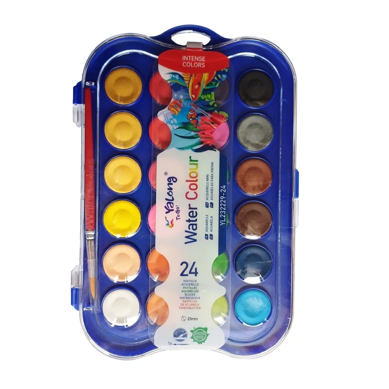 Фарба-акварель, 24 кол., з пензликом, арт. YL232229-24, Yalong