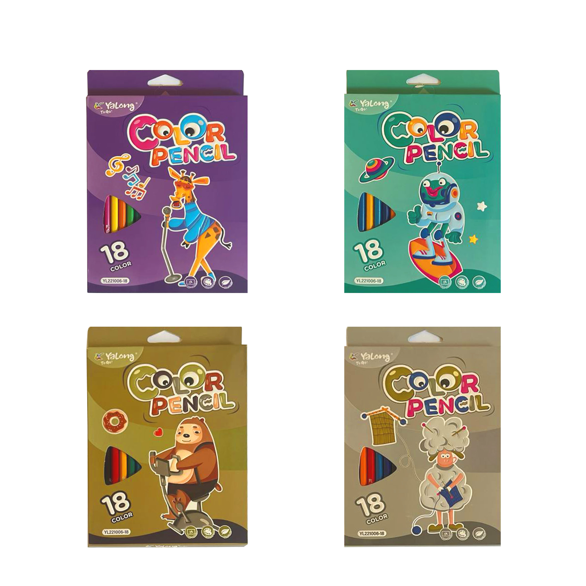 Олівці кольорові "Color Pencil", 18 кол., арт. YL221006-18, Yalong