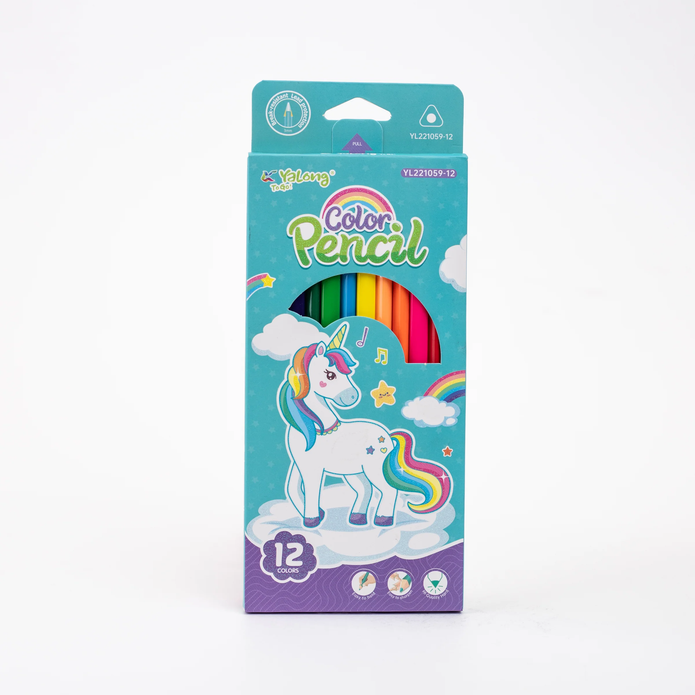 Олівці кольорові "Color Pencil", 12 кол., корп.тригран., арт. YL221059-12, Yalong