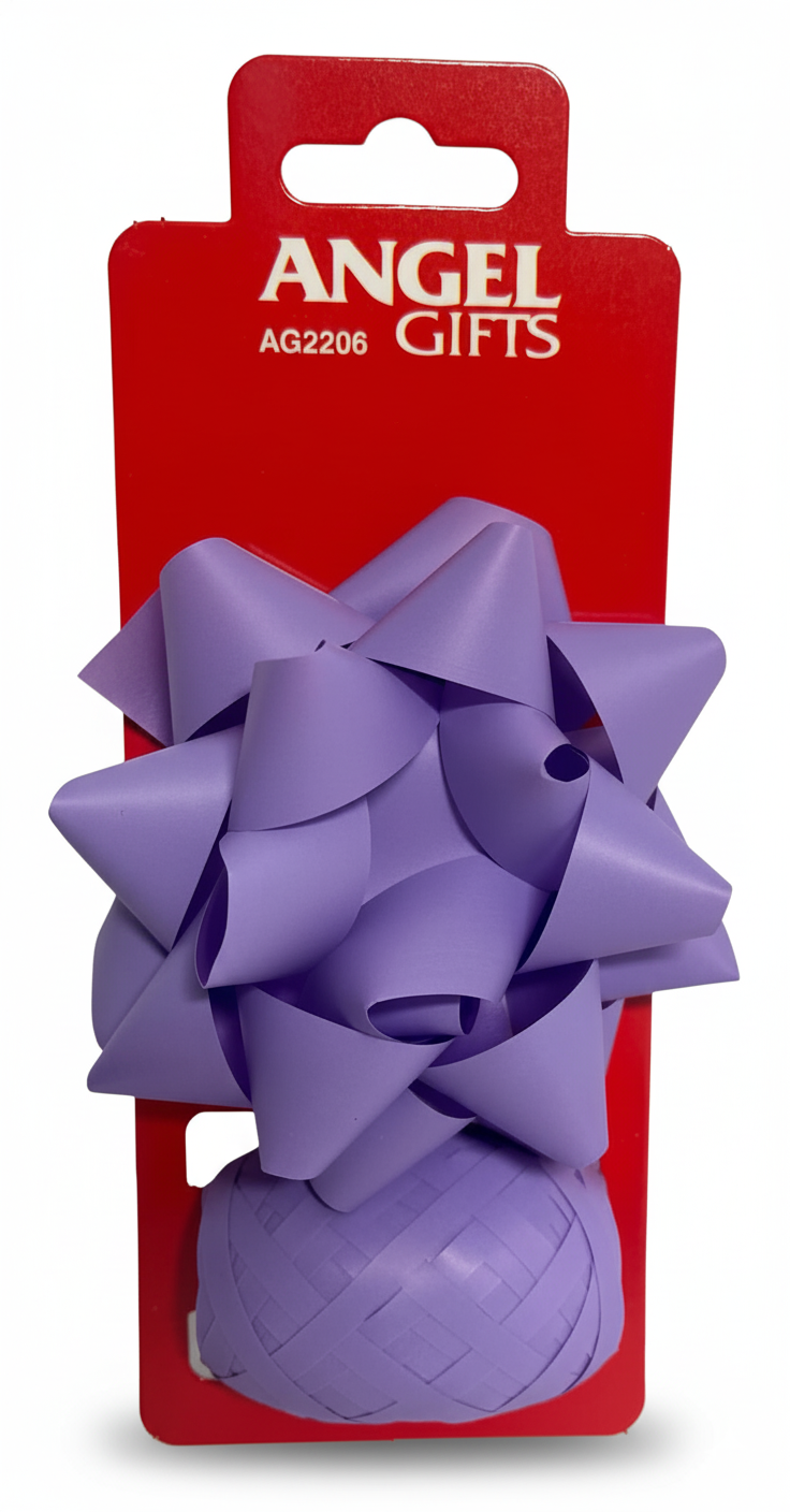 Бант та стрічка-кокон в наборі; колір бузковий; 1 бант 8 см. + стрічка 5мм*10м;  матеріал: поліпропілен; арт. AG2206; ANGEL GIFTS