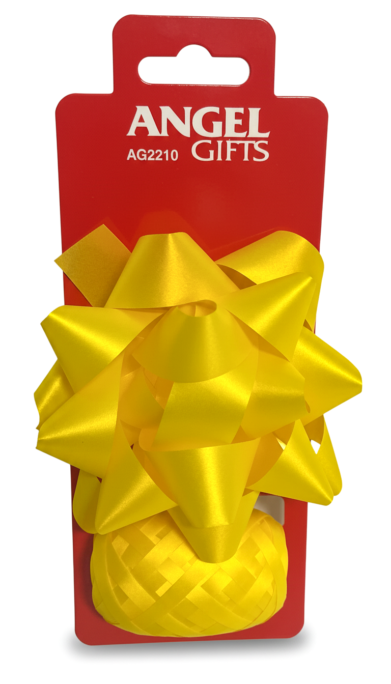 Бант та стрічка-кокон в наборі; колір жовтий; 1 бант 8 см + стрічка 5мм*10м;  матеріал: поліпропілен; арт. AG2210; ANGEL GIFTS