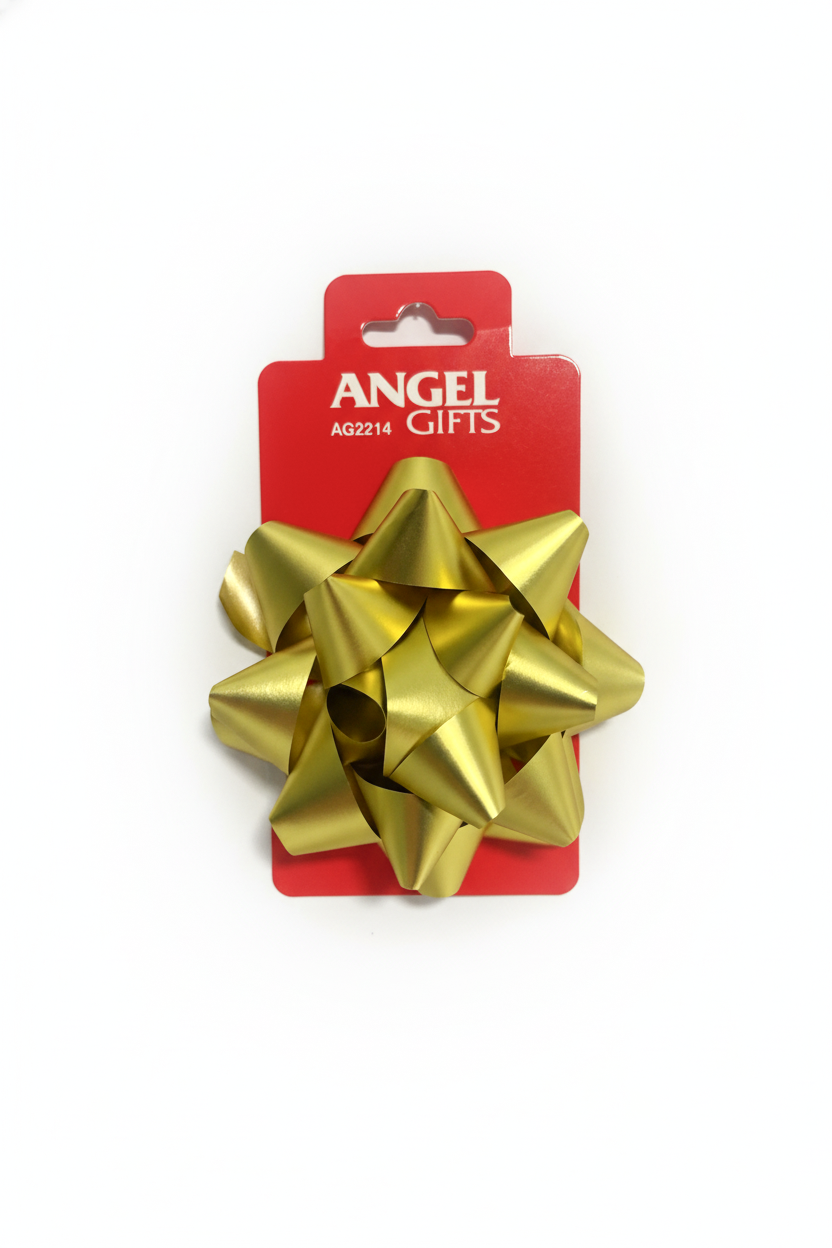 Бант подарунковий; матовий; колір золото; 10см;  матеріал: поліпропілен; арт. AG2214; ANGEL GIFTS