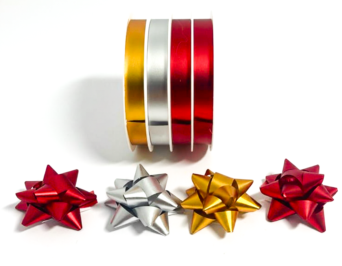 Стрічка та бант в наборі; матові; колір асорті; 4 банти 3 см + 4 стрічки  1см*10м;  матеріал: поліпропілен; арт. AG2246; ANGEL GIFTS