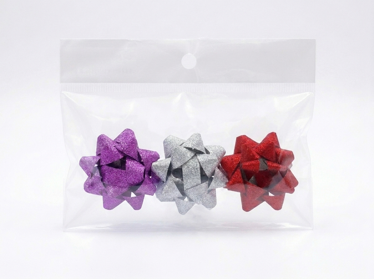 Бант в наборі 3 штуки; 5см; глітер; колір асорті; арт.AG1246-3; ANGEL GIFTS