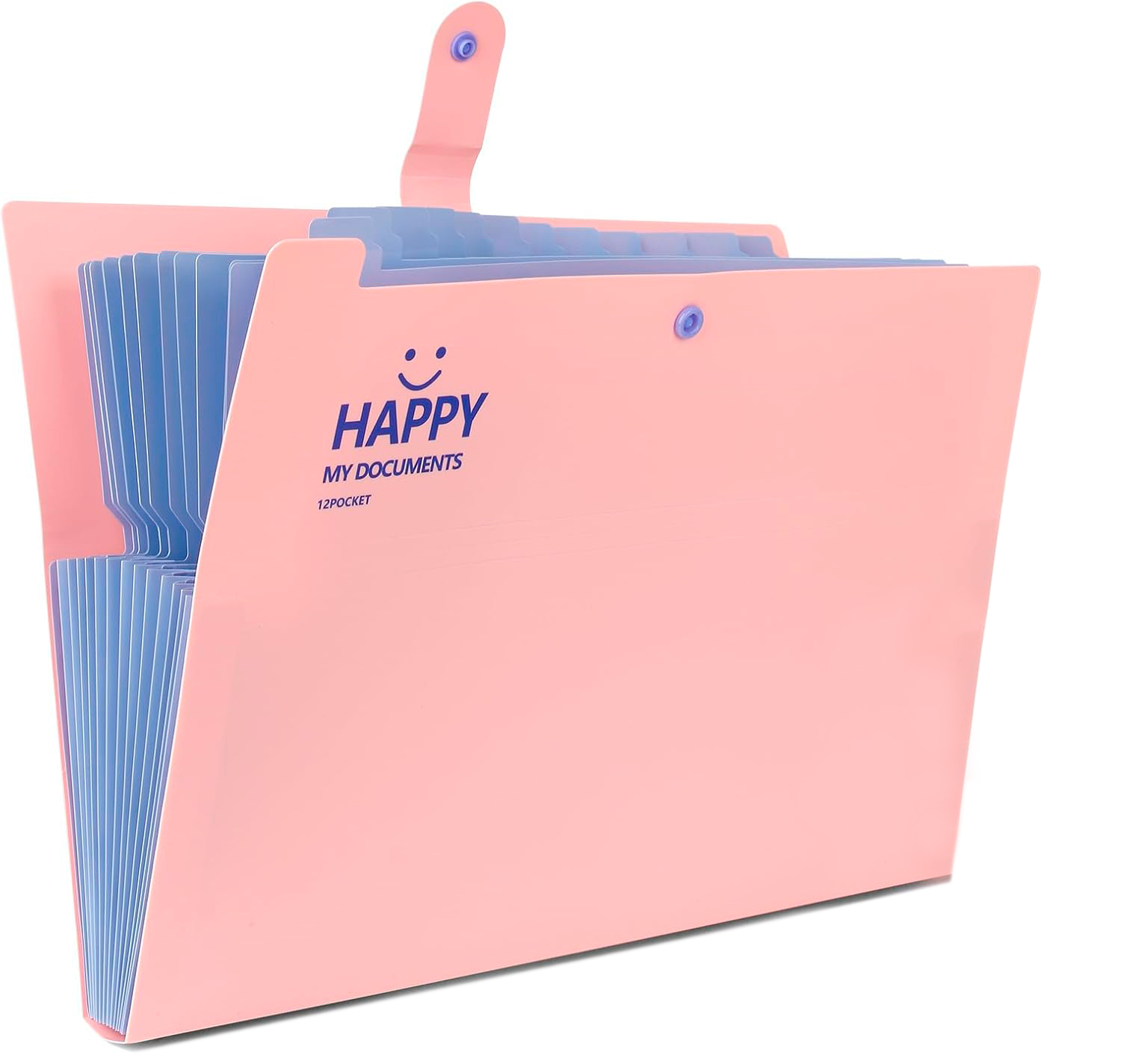 Папка пластикова на 12 відділень; на кнопці; з розширенням; А4; колір рожевий; арт. KL10532-2; KLERK