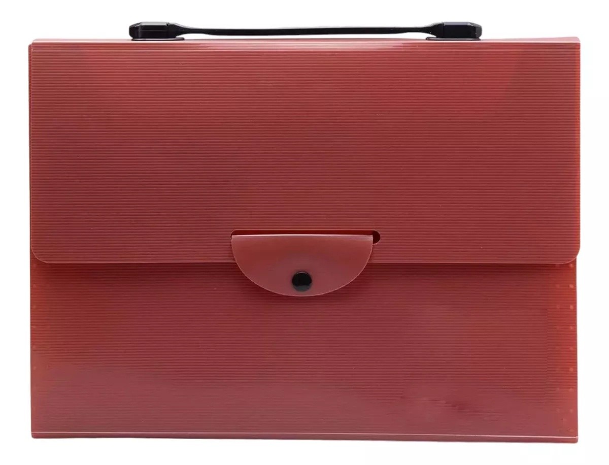 Портфель-картотека на кнопці; А4; 13 відділ.; пластик.; кол. червоний; арт. KL10523-2; KLERK