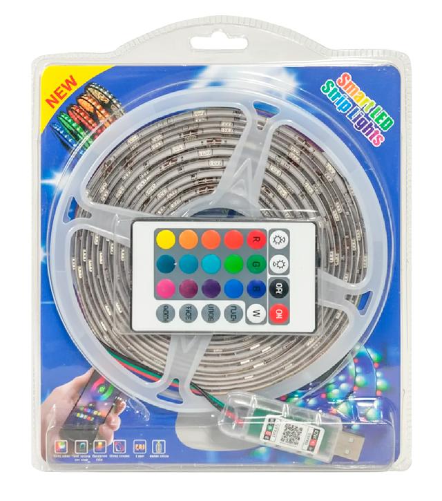 Світлодіодна стрічка з дистанційним керуванням USB RGB 5м.