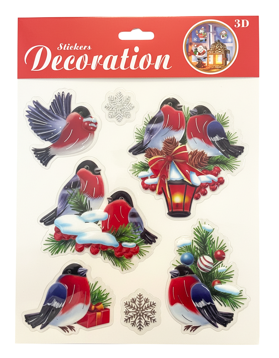 Наклейки новорічні на вікна, 10 шт матеріал: ПВХ; арт. AG3500; ANGEL GIFTS