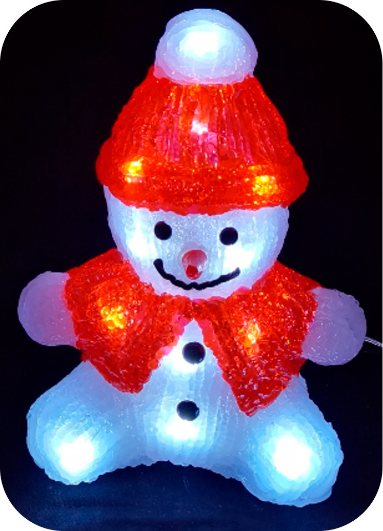 Сніговик у шапці світлодіодний 20 LED. матеріал акрил; 20 см.арт. AG3508; ANGEL GIFTS
