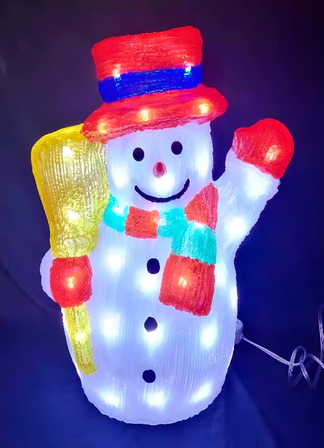 Сніговик у циліндрі світлодіодний 60 LED. матеріал акрил; 40 см.арт. AG3517; ANGEL GIFTS
