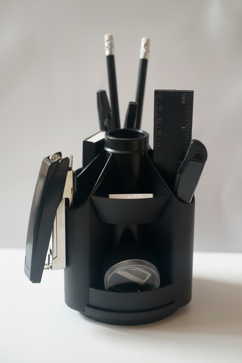 Набір настільний з наповненням обертовий; 14 предметів; 100х125мм; пластик.; кол. чорний; арт. KL6144; KLERK