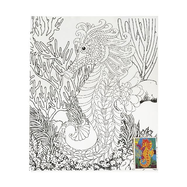 Полотно-розмальовка з контуром на картоні "Морський коник", 24*30см., арт.24*30-2