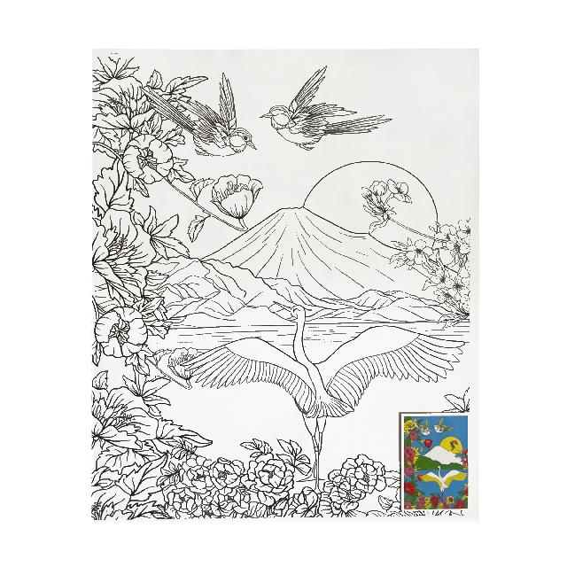 Полотно-розмальовка з контуром на картоні "Японський пейзаж", 24*30см., арт.24*30-3