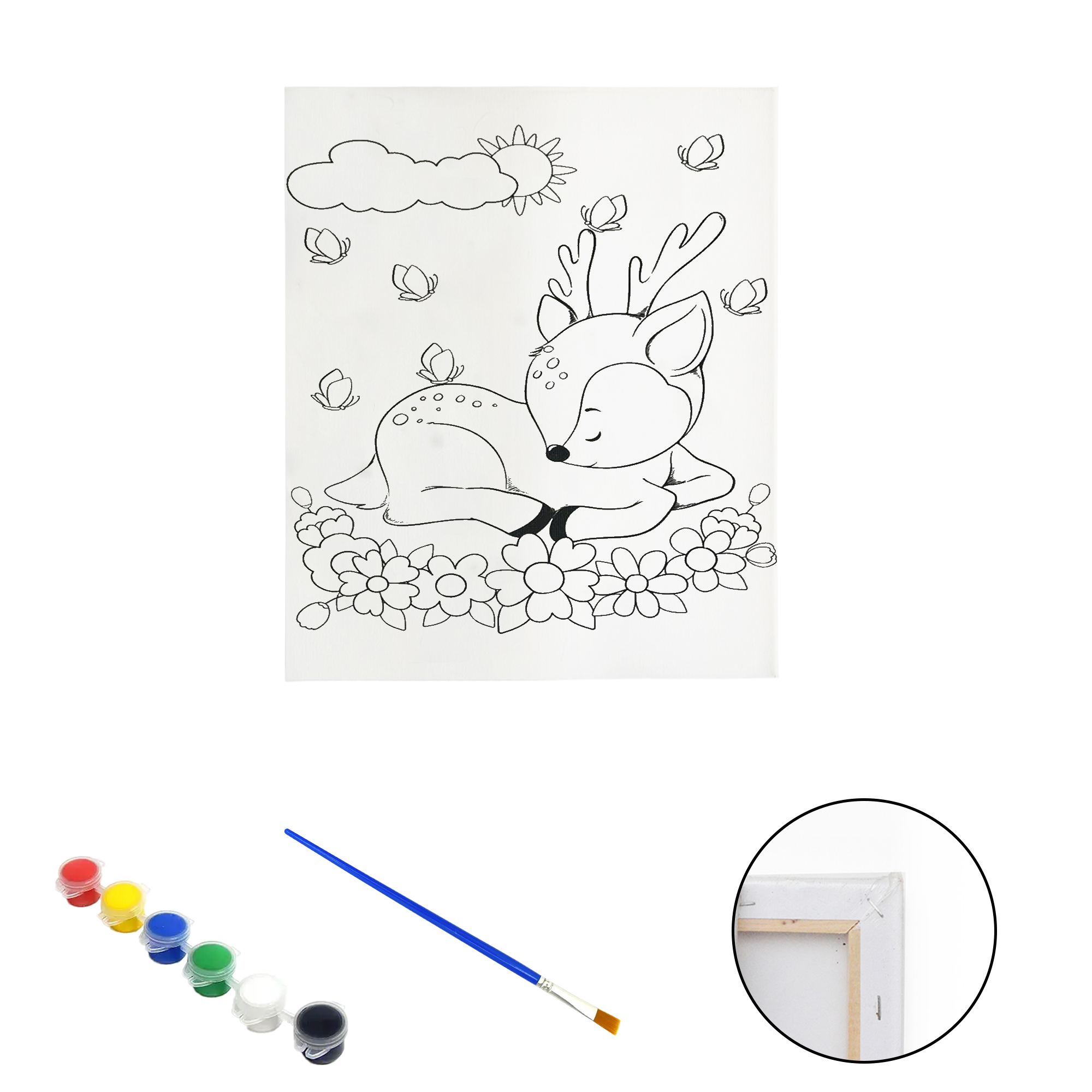 Полотно-розмальовка з контуром на дерев'яному підрамнику "Оленятко" 20*30см., фарби + пензлик в наб., арт.QS20*30-3