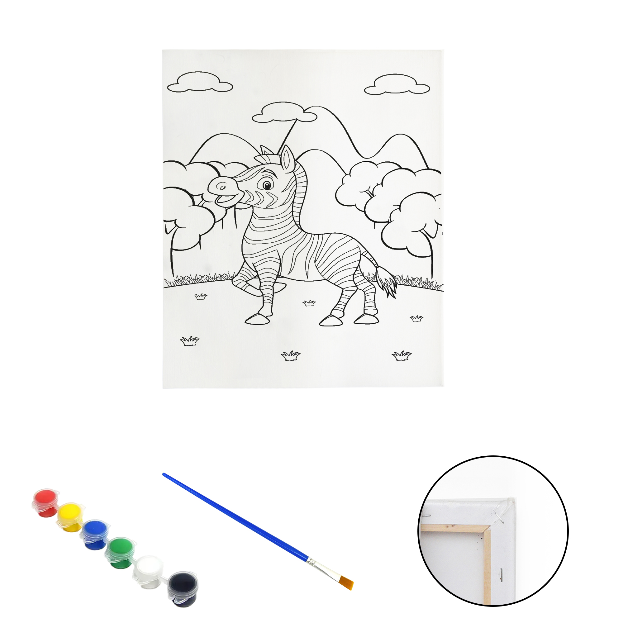 Полотно-розмальовка з контуром на дерев'яному підрамнику "Зебра" 20*30см., фарби + пензлик в наб., арт.QS20*30-4