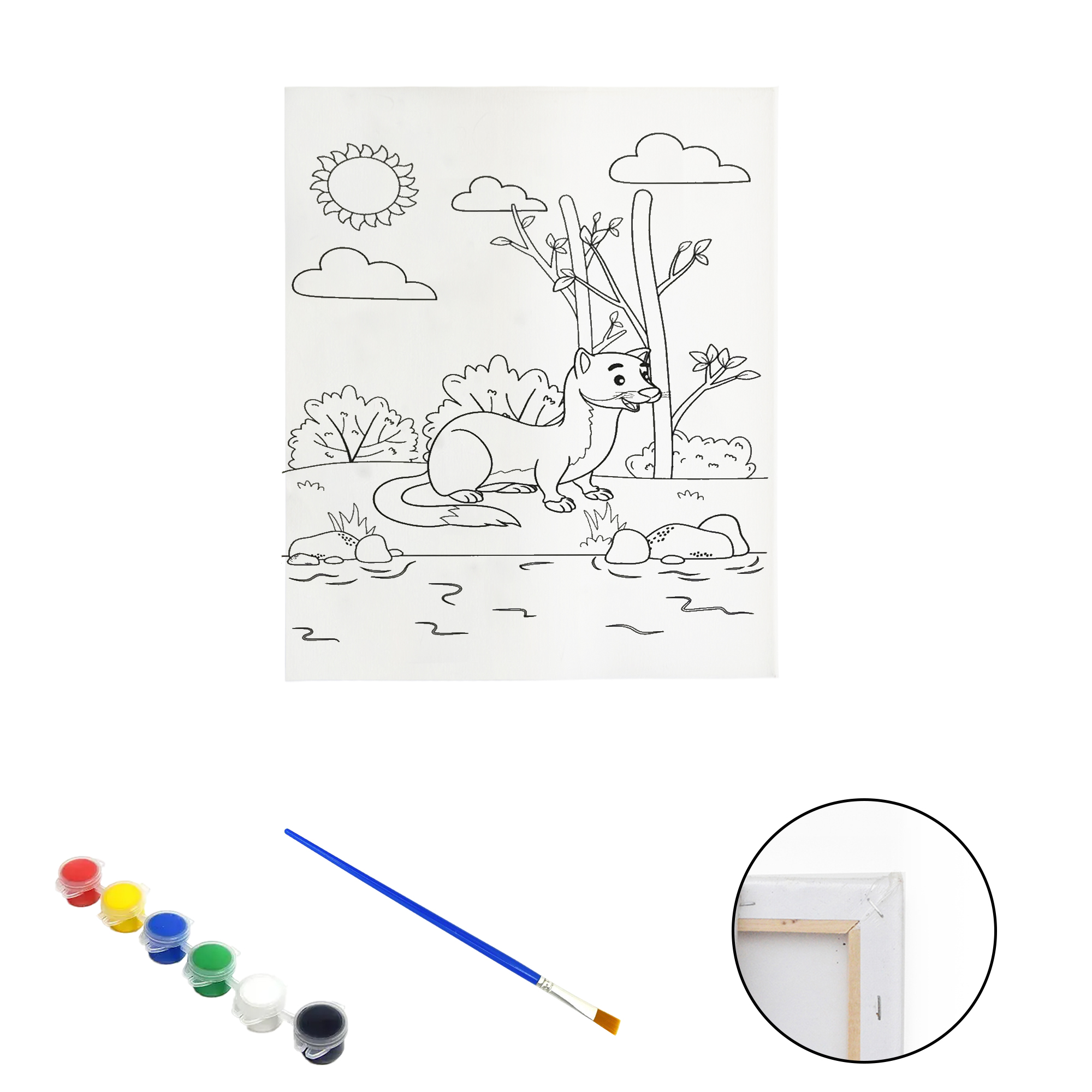 Полотно-розмальовка з контуром на дерев'яному підрамнику "Ласка" 20*30см., фарби + пензлик в наб., арт.QS20*30-6