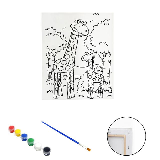 Полотно-розмальовка з контуром на дерев'яному підрамнику "Жирафи" 30*40см., фарби + пензлик в наб., арт.QS30*40-6