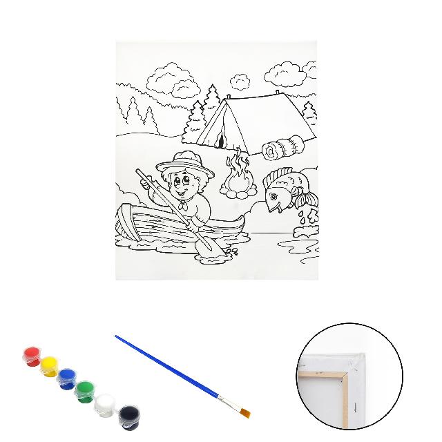 Полотно-розмальовка з контуром на дерев'яному підрамнику "Мандрівник" 40*50см., фарби + пензлик в наб., арт.QS40*50-1